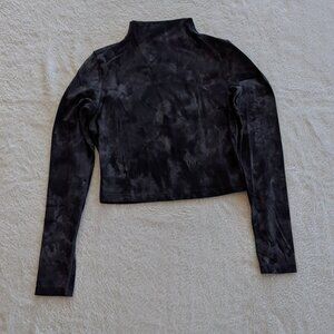 Lululemon - Long sleeve half top - Black Tie die - Size 8